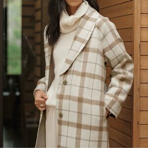 Jenni Kayne Austin Wool Coat - Cream and Tan XS